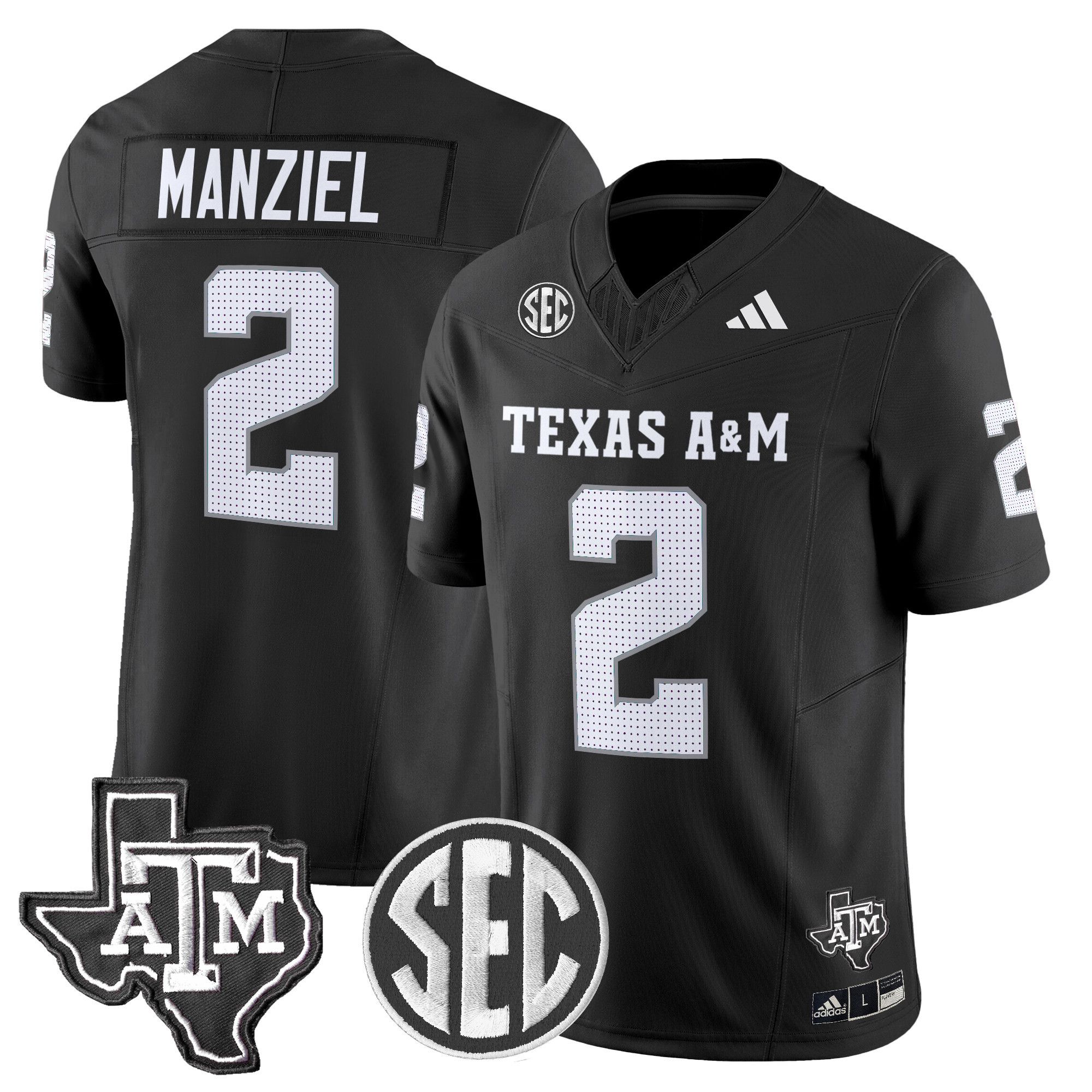 Men Texas A&M Aggies #2 Manziel Black 2024 Vapor Limited NCAA Jersey style 1